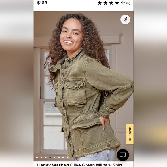 Free People Olive shirt jacket - Picture 3 of 8